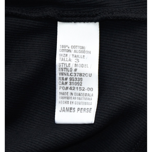JAMES PERSE WOMEN NWT U-NECK RIBBED SHORT SLEEVE BLACK TEE. SIZE 3(L) - Picture 9 of 10